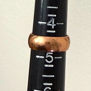 Vintage WM Wheeler Co Signed Wide Solid Copper Band Pinky Ring Size 4.5 Rustic